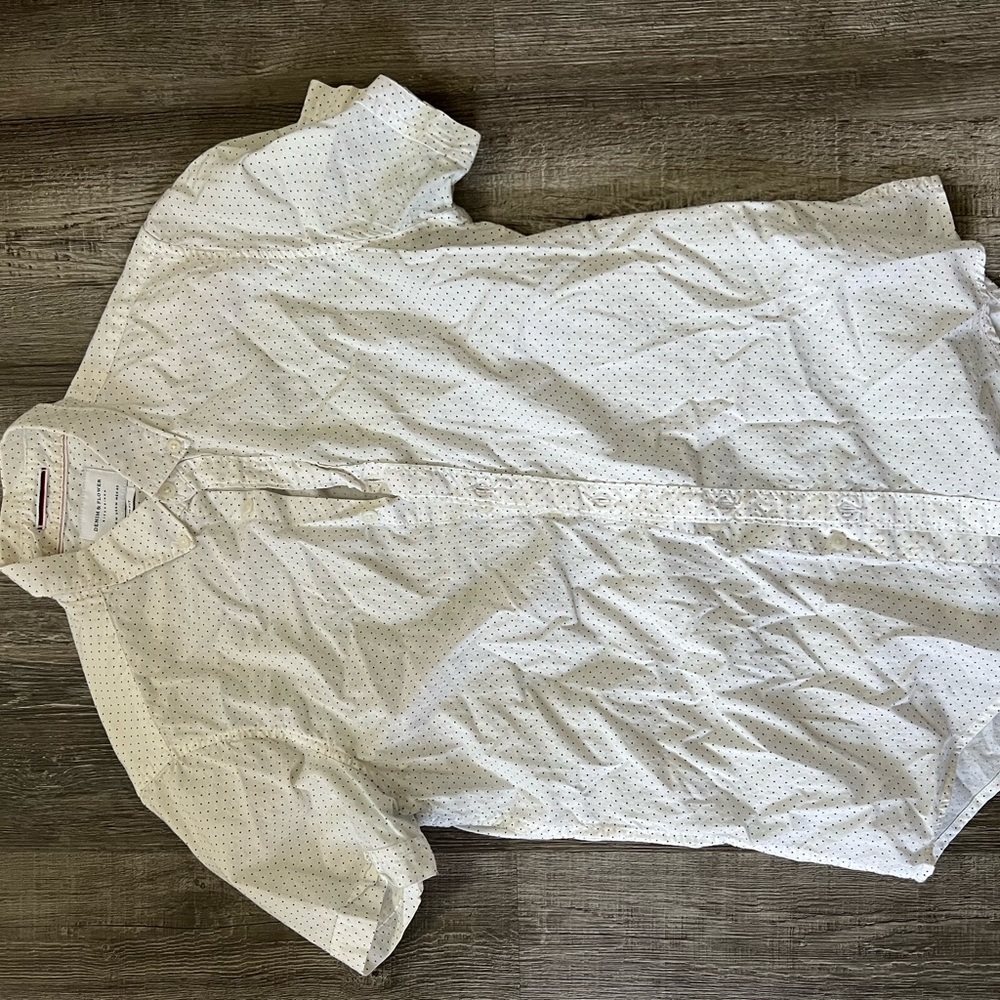 White and black button up shirt